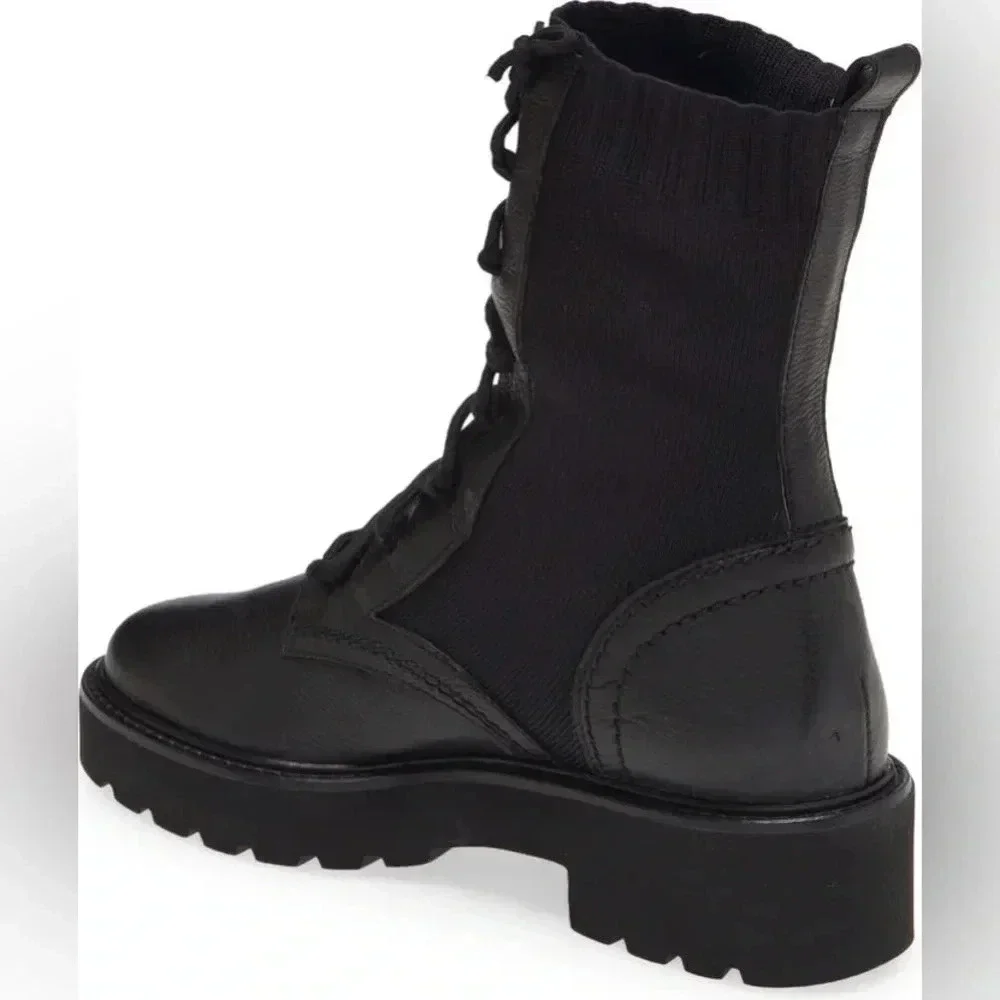 Paul Green nwt $390 Combat Boots Black on Black - Picture 4 of 6